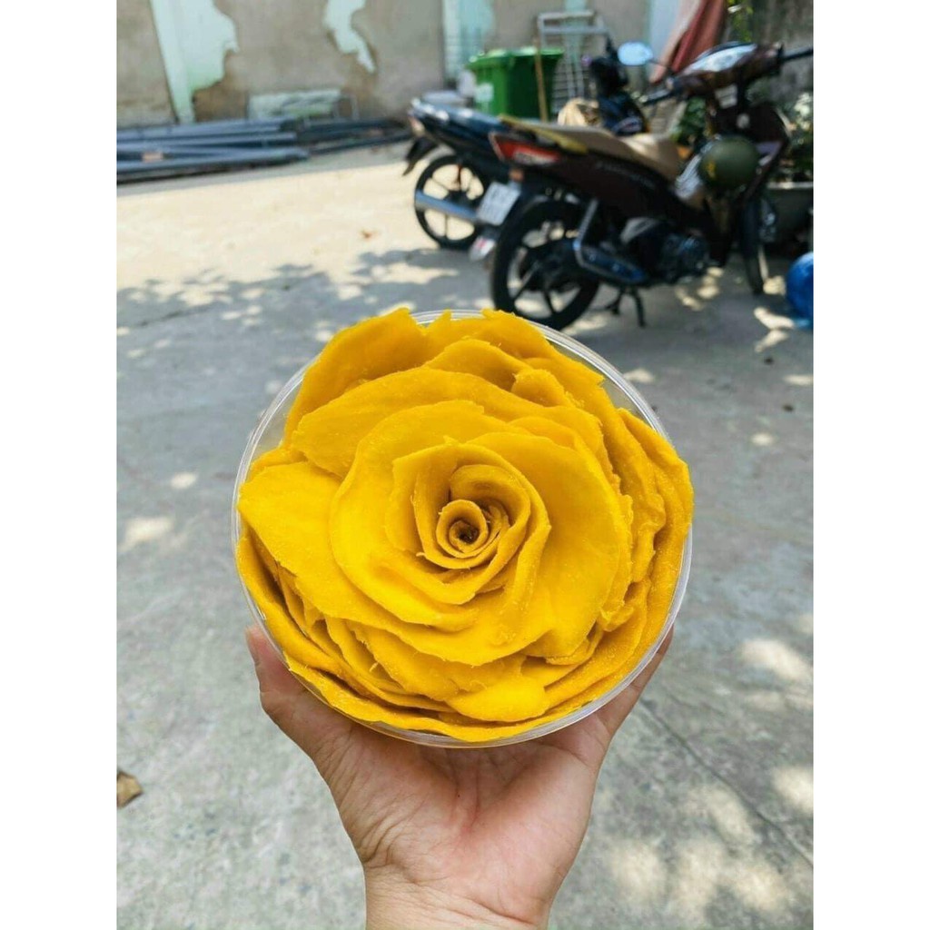 Xoài Sấy Dẻo Hoa Hồng_xoài xếp hoa_hộp 500gram