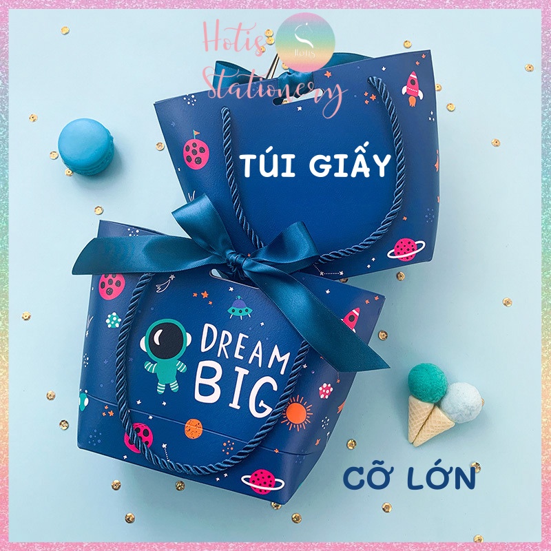 CỠ LỚN - Túi giấy đựng quà tặng nhiều hình xinh xắn có quai xách và tặng kèm ruy băng thắc nơ