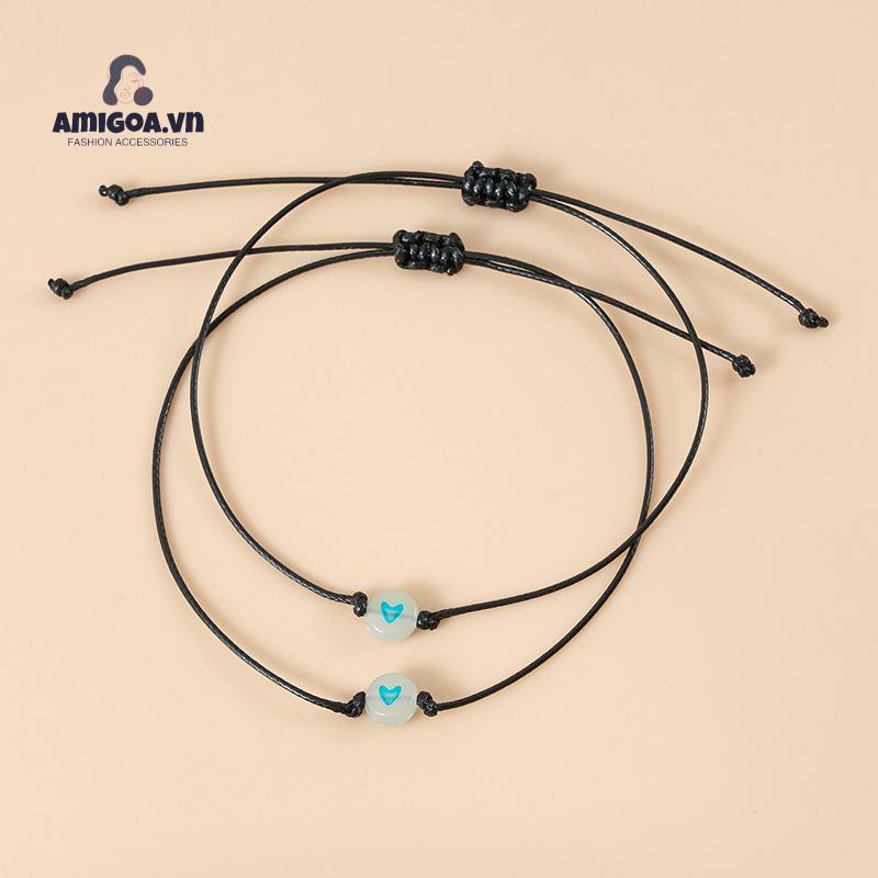 ✨✨Vòng Tay Dạ Quang Xỏ Hạt Tình Bạn May Mắn Đơn Giản Có Thể Điều Chỉnh Cho Cặp Đôi