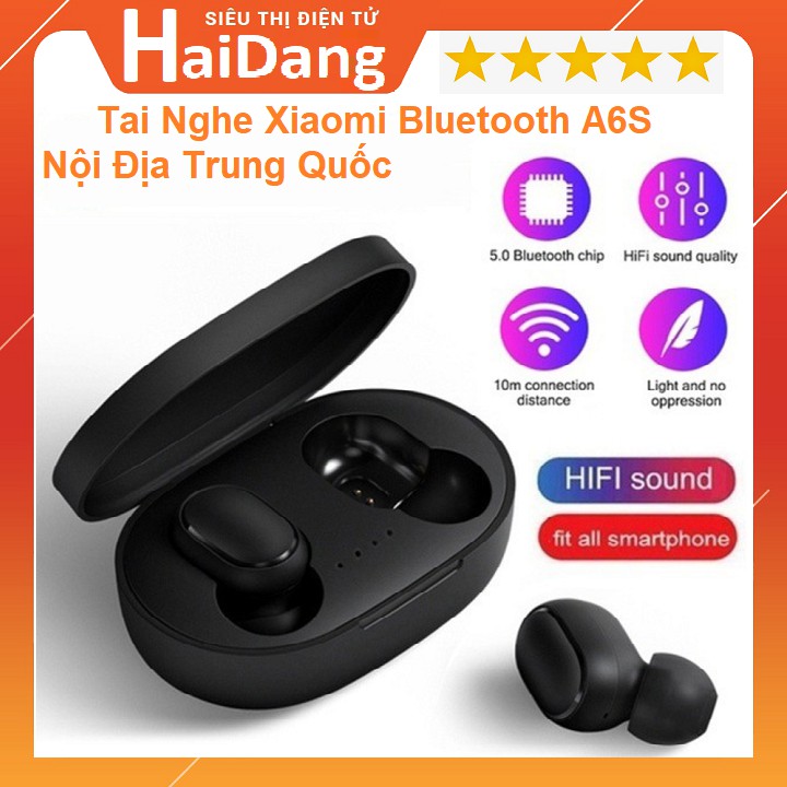 Tai Nghe XiaoMi A6S Nội Địa, Tai Nghe Không Dây Redmi AirDots A6S Cảm Biến Tự Động Kết Nối, Tặng Kèm 3 Bộ Núm Tai Nghe