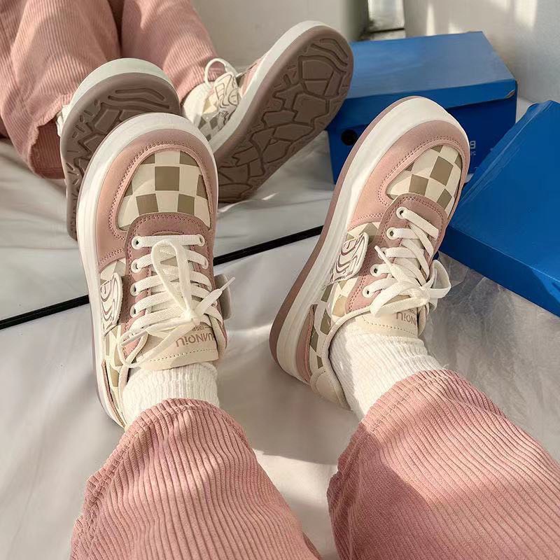 Giày Thể Thao Nữ Cá Tính Ullzang Độn Đế Đế Cao Hack Chiều Cao 2 Sọc Hottrend