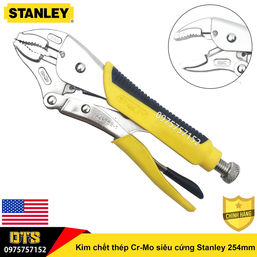 Kìm chết thép Cr-Mo siêu cứng Stanley 254mm, chịu lực tác động mạnh, tay cầm bọc nhựa cao su nguyên khối