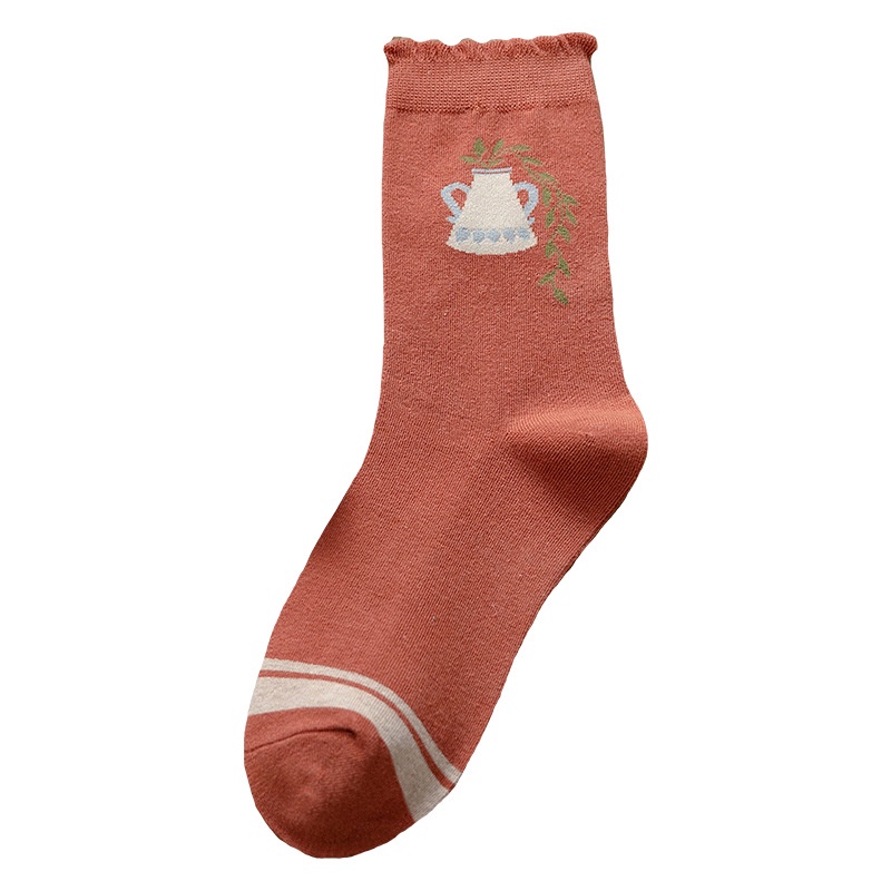 Vớ Dệt Kim Cổ Vừa In Họa Tiết Hoạt Hình Đơn Giản Phong Cách Nhật Bản Cho Nữ