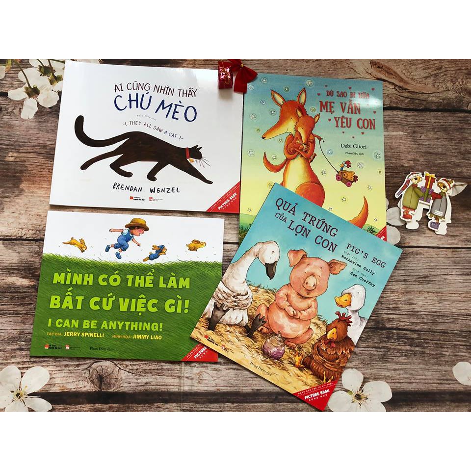 Sách - Combo 4 cuốn Picture Book Song Ngữ (Dành Cho Trẻ Từ 3-8 Tuổi) + Sổ tay gia đình