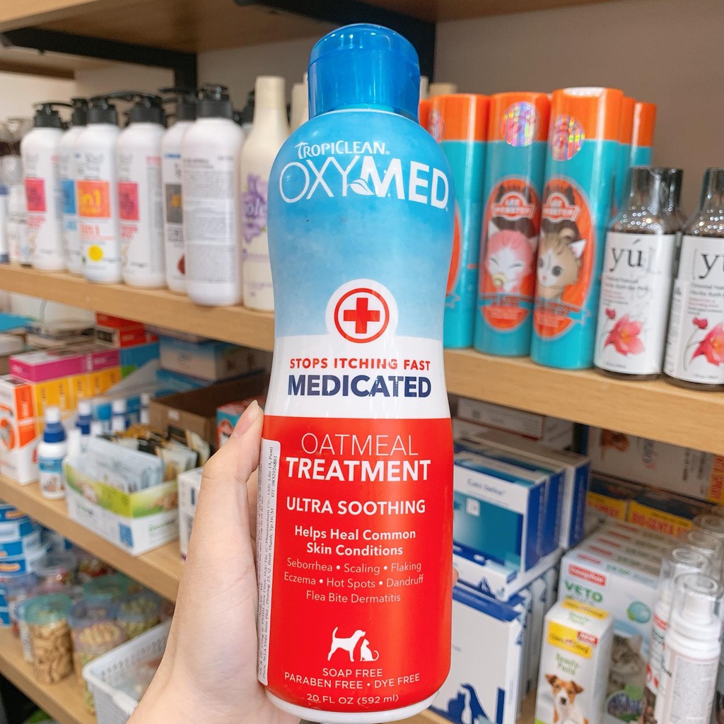 Tropiclean Oxymed Dầu ủ đặc trị viêm da, nấm, ngứa cho chó 592ml