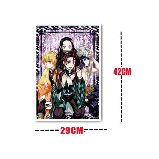 Bộ 8 Tấm poster Treo Tường In Hình Nhân Vật anime Demon Slayer Chất Lượng Cao