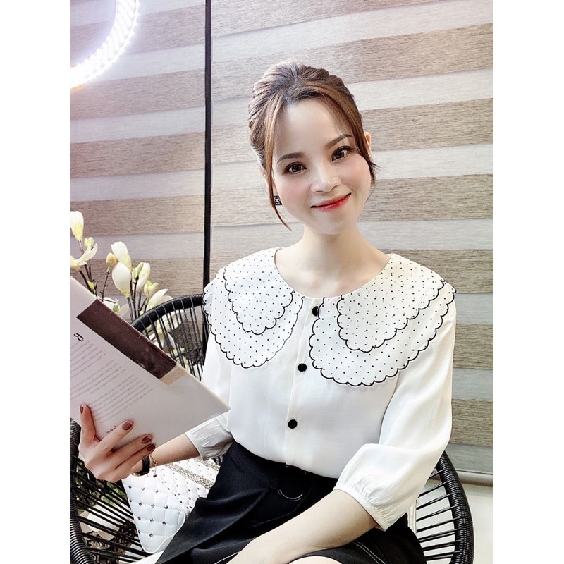 [Bán BUÔN&amp;LẺ] Áo sơ mi nữ cổ tầng độc lạ, chất mát thấm hút mồ hôi tốt, dễ phối hợp với các loại chân váy hay quần khác