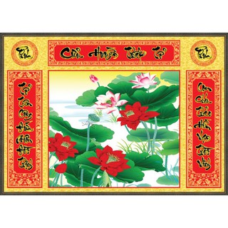 Tranh dán tường VTC trang trí bàn thờ cửu huyền thất tổ UD0666 kt 140 x 100 cm