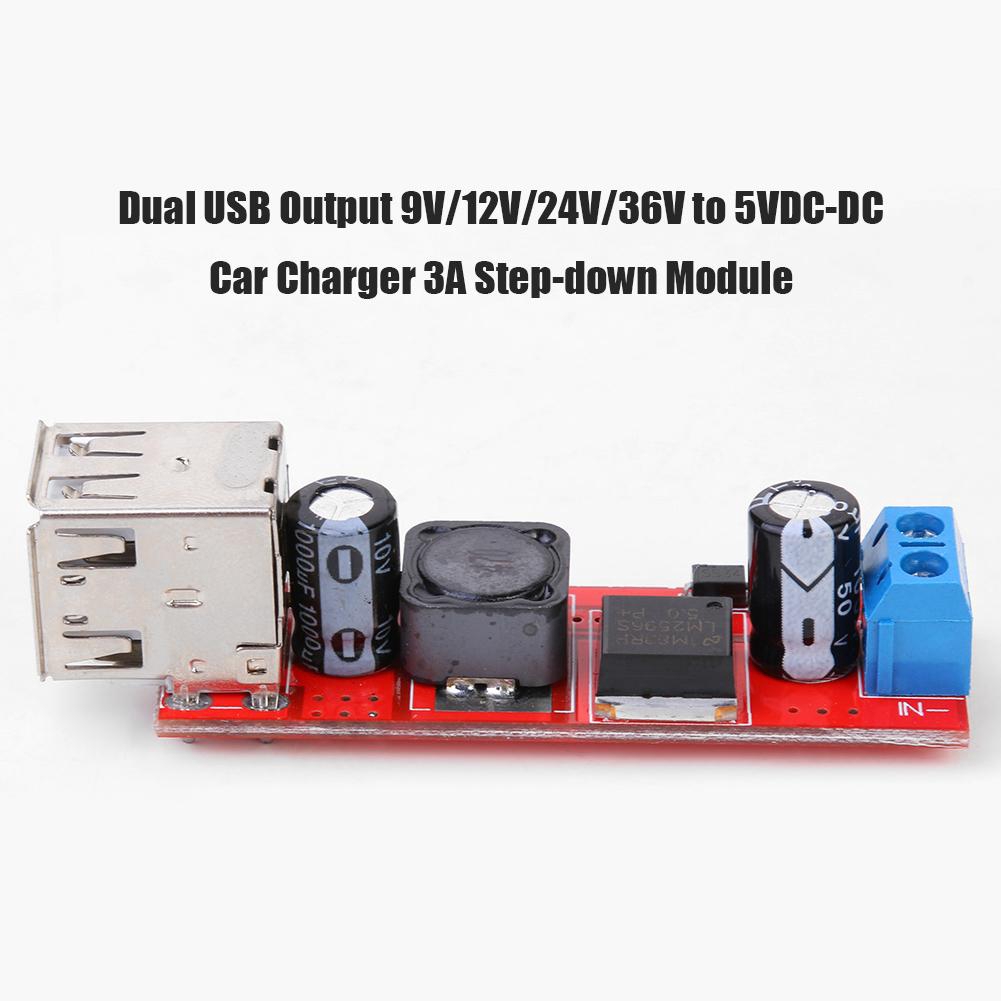 Mô Đun Chuyển Đổi Nguồn Điện Usb Kép Từ 9v/12v/24v/36v Sang 5vdc-dc 3a