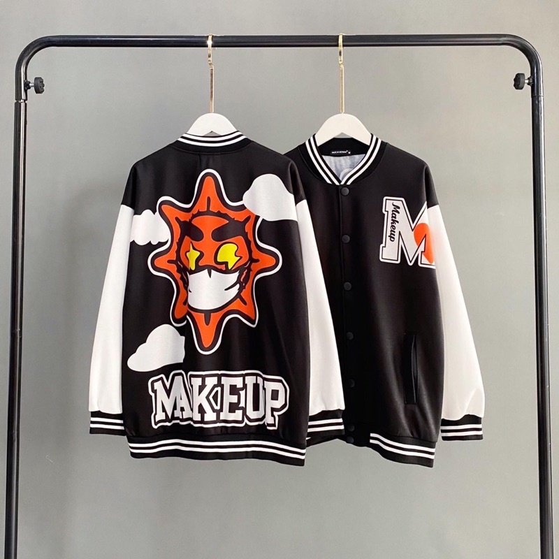 Áo Jacket Nỉ Bông Nút Bấm MAKEUP Ảnh Thật