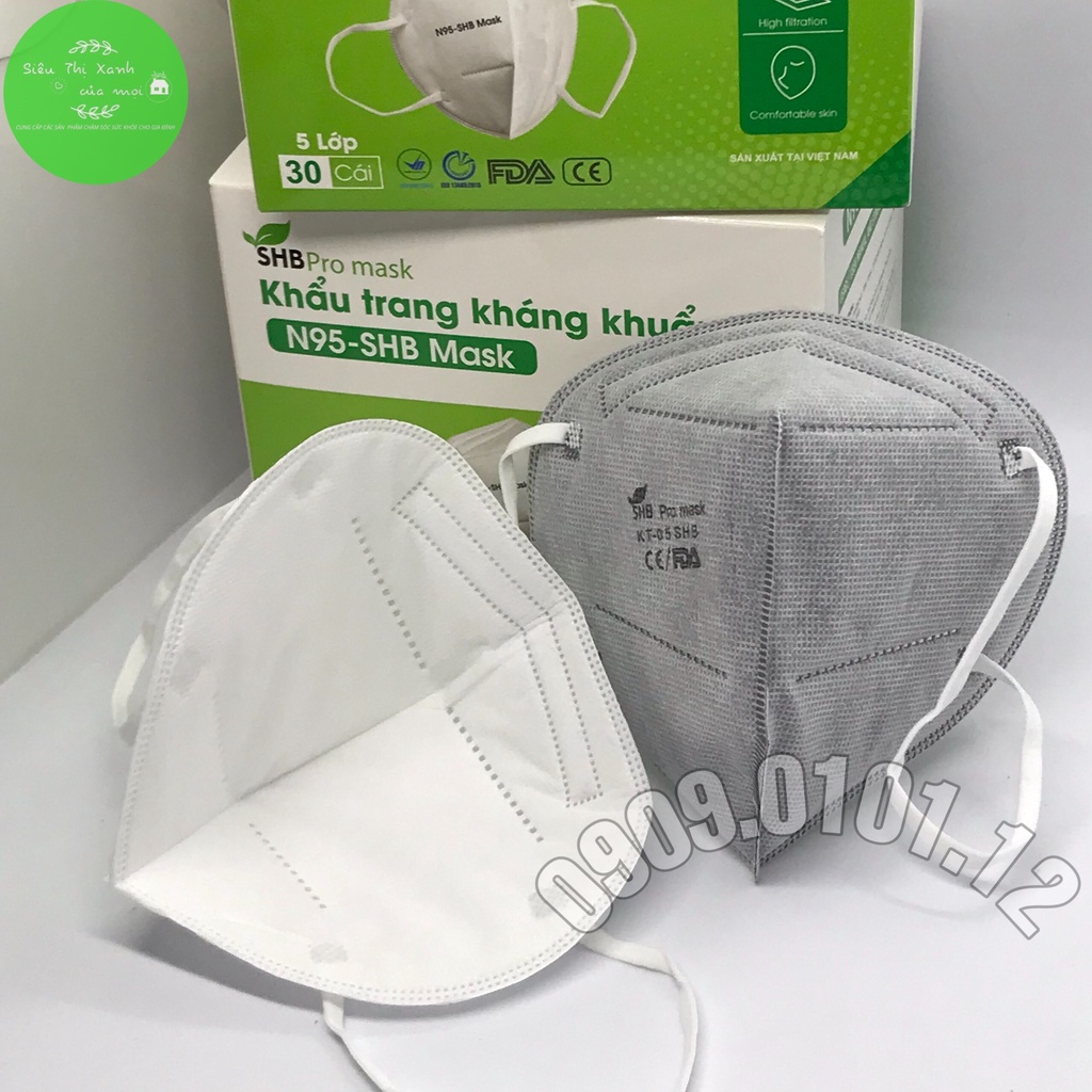 KHẨU TRANG KHÁNG KHUẨN N95 (SHB Pro Mask - FFP2 - 5 Lớp - Hàng Xuất Khẩu, Phân Phối Bệnh Viện) [Chính Hãng - Độc Quyền] | BigBuy360 - bigbuy360.vn