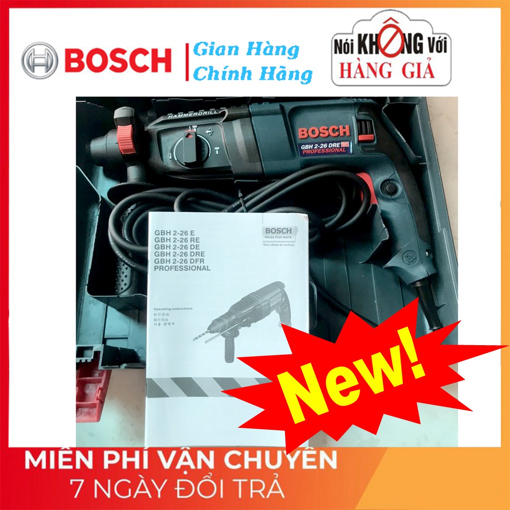 Máy khoan đục bê tông 3 chức năng Bosh 2-26 - Công suất 800w - Hàng công ty xuất dư - Có tem chống giả - Made in Germany