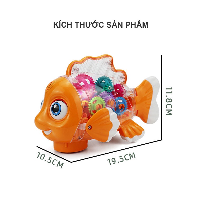 [TẶNG PIN] Đồ Chơi Cá Robot bánh răng, ánh sáng, âm thanh, di chuyển thông minh cuốn hút cho bé