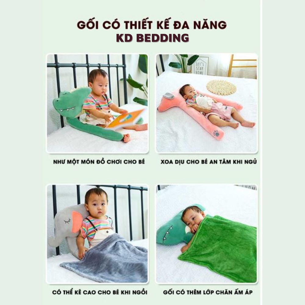 Gối chặn chữ u đa năng cho bé, gối ôm cho bé ngủ chống giật mình KD BEDDING chất nỉ siêu ấm kèm chăn nhung tuyết