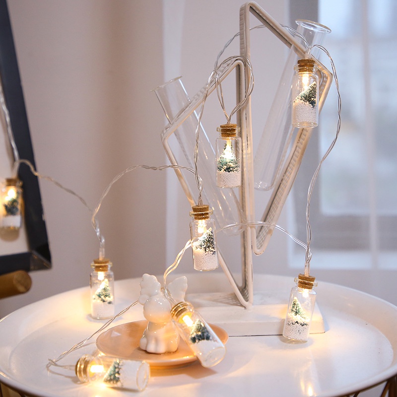 Dây đèn 10 led gắn lọ điều ước treo cây thông noel trang trí giáng sinh đẹp mắt 2m