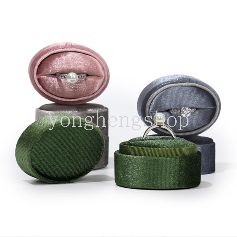 Hộp Đựng Nhẫn Hình Oval Chất Liệu Nhung Cao Cấp