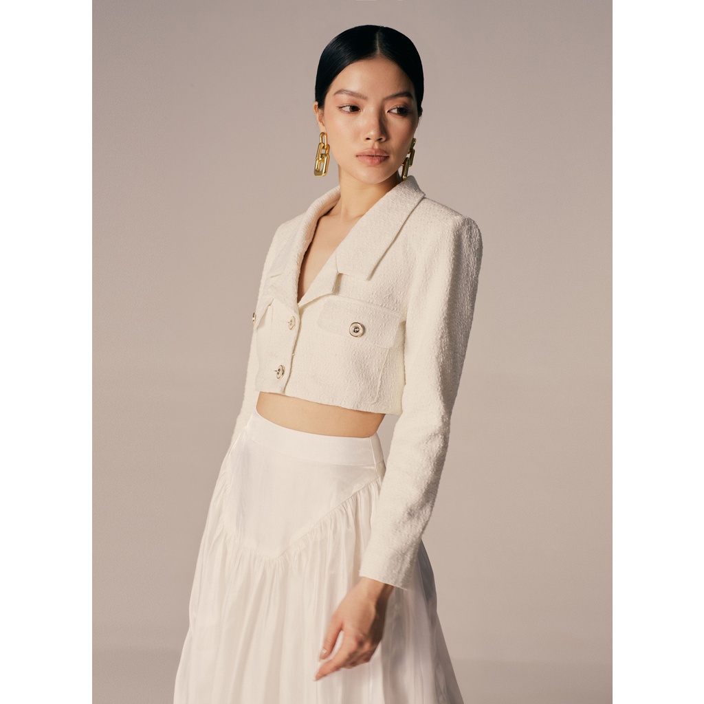 NUDIEYE - Áo blazer tweed dáng ngắn Alma Cropped Tweed Blazer