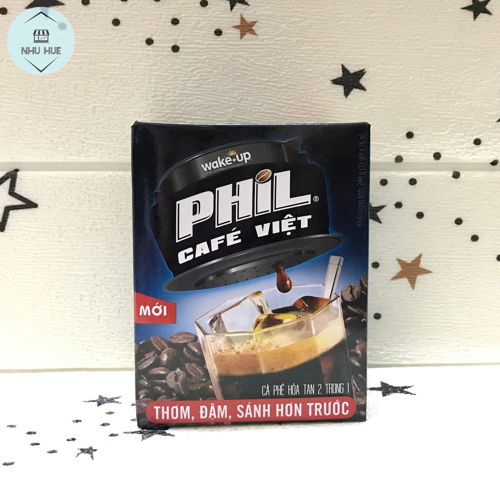 Cà phê Vinacafe Wake up Phil Việt (hộp 15 gói x 16g)