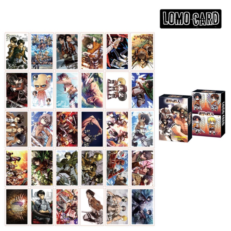 Hộp 30 thẻ ảnh lomo card mẫu anime manga Attack on Titan dễ thương
