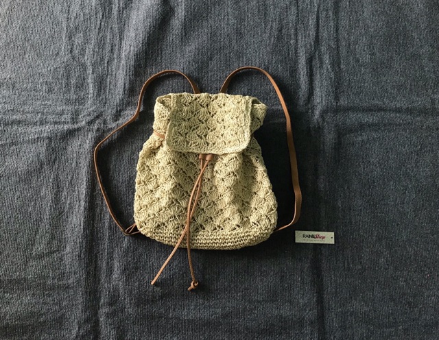Balo cói đan móc mềm vintage