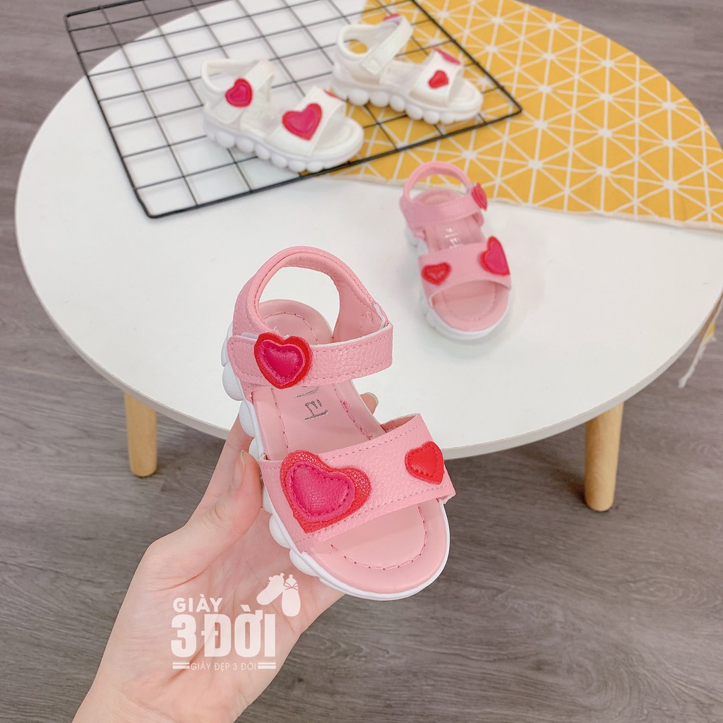 Sandal Cho Bé Gái Trái Tim Cho Chân 13-18.5cm Chống Trơn Trượt Phong Cách 3DG32 GIAY3DOI