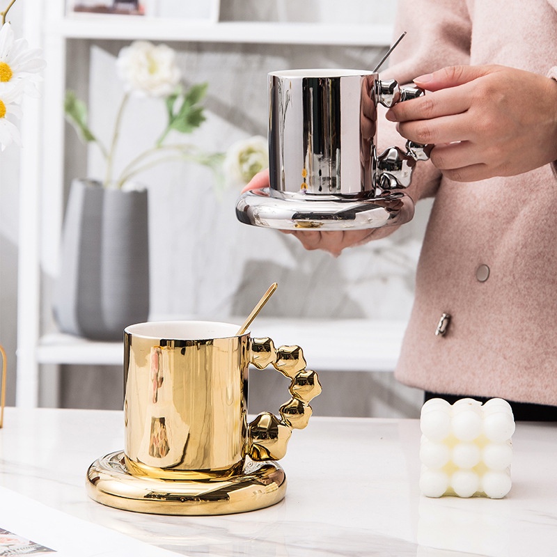 ❤Cốc Sứ Uống Cà Phê/Sữa Hình Ngôi Sao Mạ Điện Sáng Tạo Thời Trang