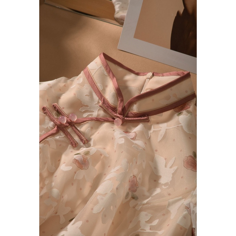 Đầm Sườn Xám Vải Voan Tay Ngắn In Hoa Thanh Lịch Thời Trang Mùa Hè Dành Cho Nữ Size S-2XL