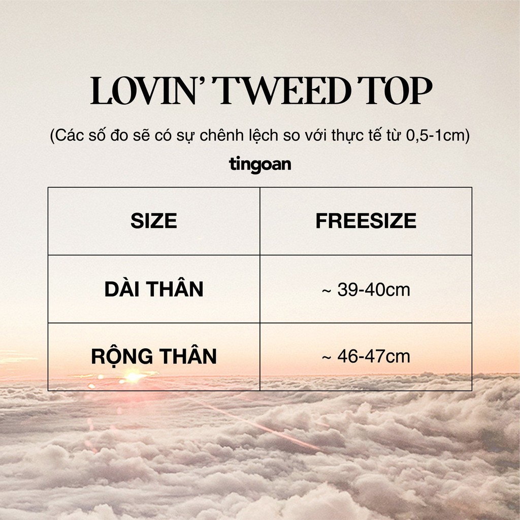 Áo khoác tweed ngắn tay dáng lửng bện dây tingoan LOVIN' TWEED TOP/BL