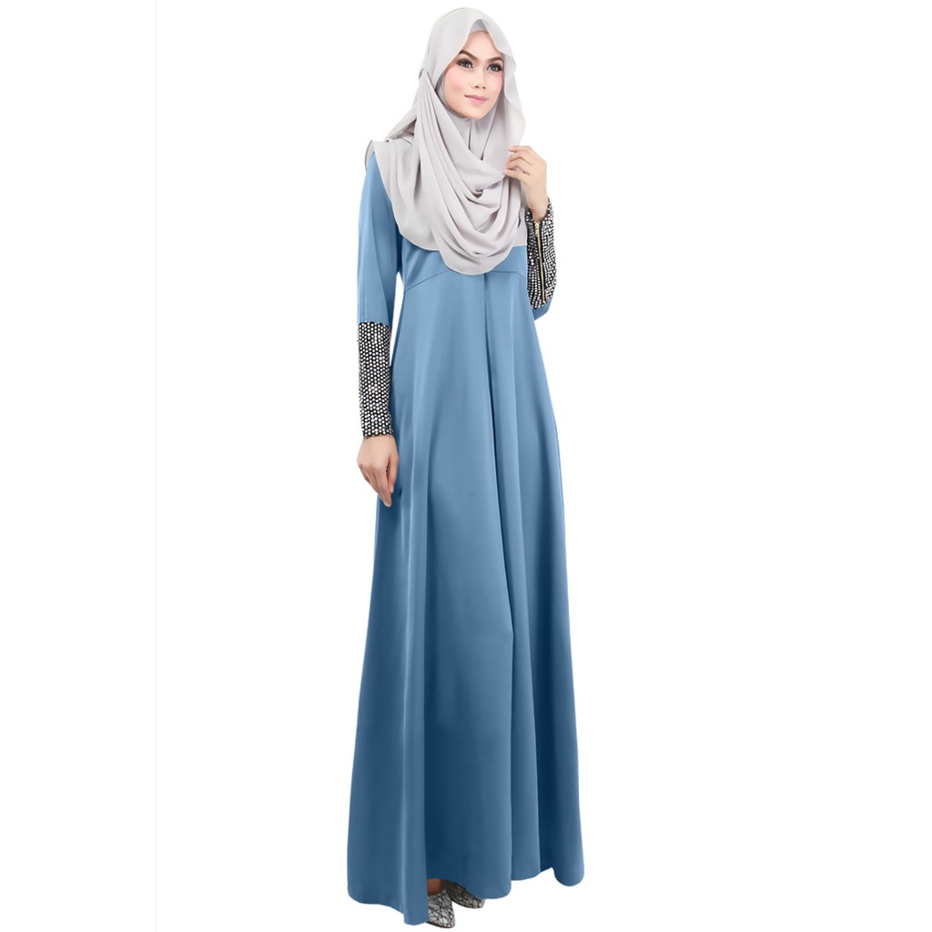 Đầm Maxi Tay Dài Màu Sắc Nhã Nhặn Thanh Lịch Dành Cho Phụ Nữ Hồi Giáo