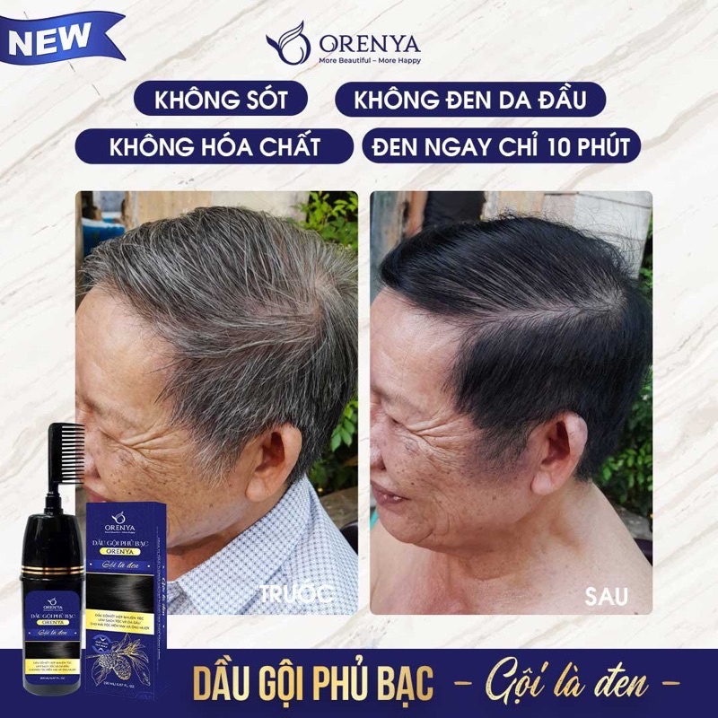 Dầu gội phủ bạc Orenya 200ml làm đen tóc tự nhiên tại nhà chỉ sau 15 phút không hại da đầu mềm tóc NCC Phương My Beauty