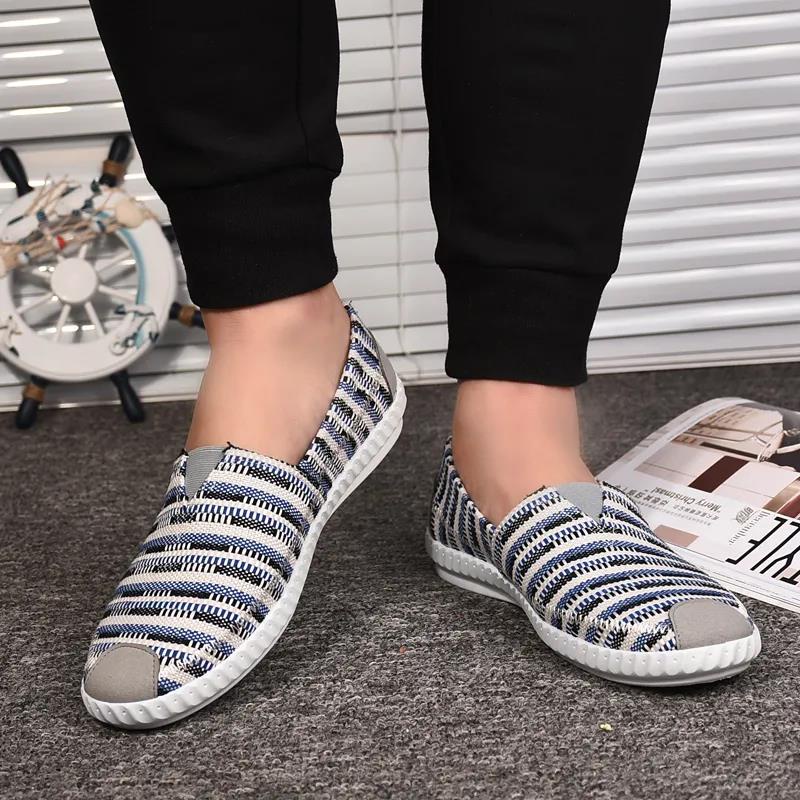 Giày lười nam giày lười vải chất lanh mềm thoáng khí