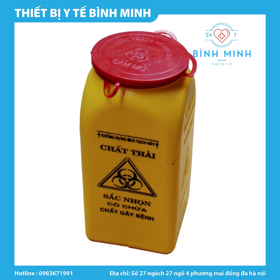 Hộp y tế đựng vật sắc nhọn 1,5 lít bằng nhựa