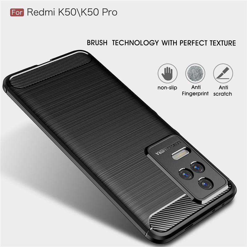 Ốp Điện Thoại Silicon Dẻo Họa Tiết Sợi Carbon Siêu Mỏng Chống Sốc Cho Redmi K50 Pro K40s K40 Pro Plus