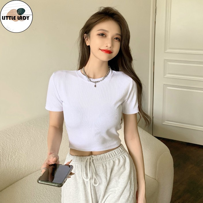 Áo Croptop Nữ Tay Ngắn Dáng Ôm Body Nhiều Size 40-70Kg Chất Thun Cotton Freesize "CROPTOP NGẮN" | BigBuy360 - bigbuy360.vn