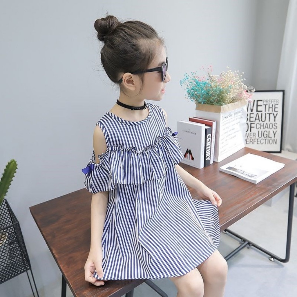 Váy mùa hè cho bé gái lớn kẻ xanh xinh xắn Size đại size to đầm trẻ em 5, 6, 7, 8, 10,11,12,13,14,15,16 tuổi - Set mẹ co