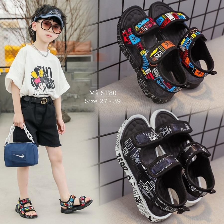 Dép sandal quai ngang Abibas quai hậu cho bé trai đi học đi biển mùa hè chất êm nhẹ chống trơn phong cách Hàn Quốc ST80