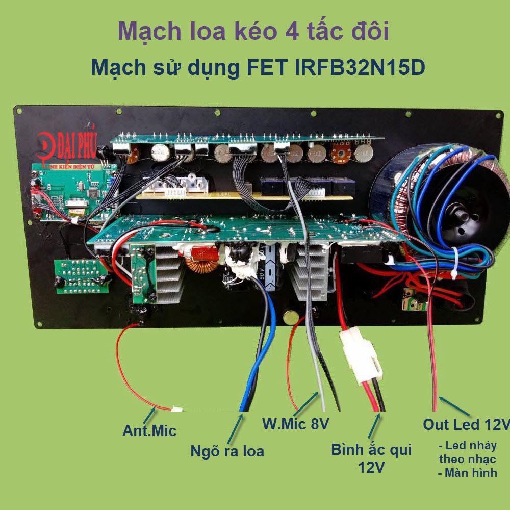 Combo Mạch loa kéo công suất lớn loa kéo 4 tấc đôi FET IRF32N15D phiên bản nâng cấp