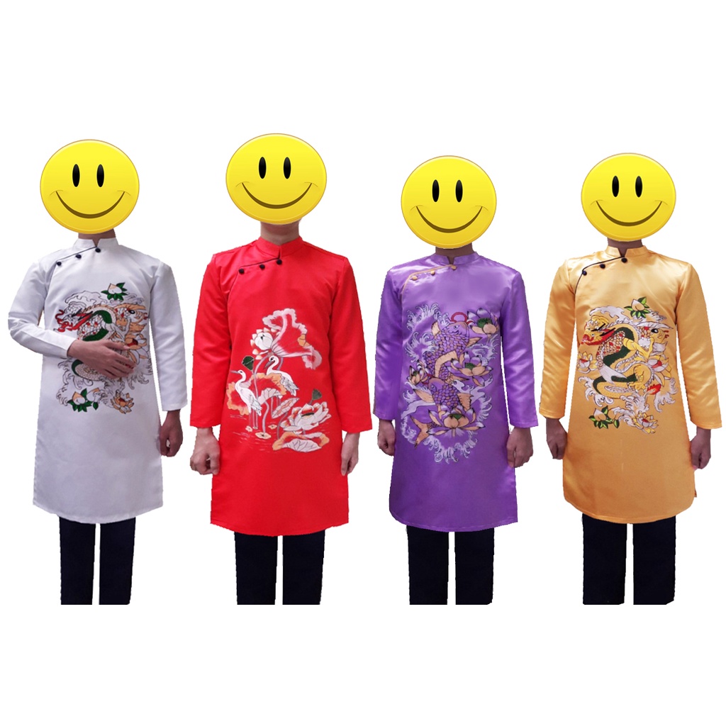 ÁO DÀI CÁCH TÂN TAFETA VẼ TAY BÉ TRAI 10-14 TUỔI
