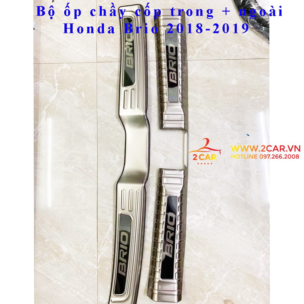 Ốp chống trầy cốp trong + ngoài xe Honda Brio 2018-2019, inox