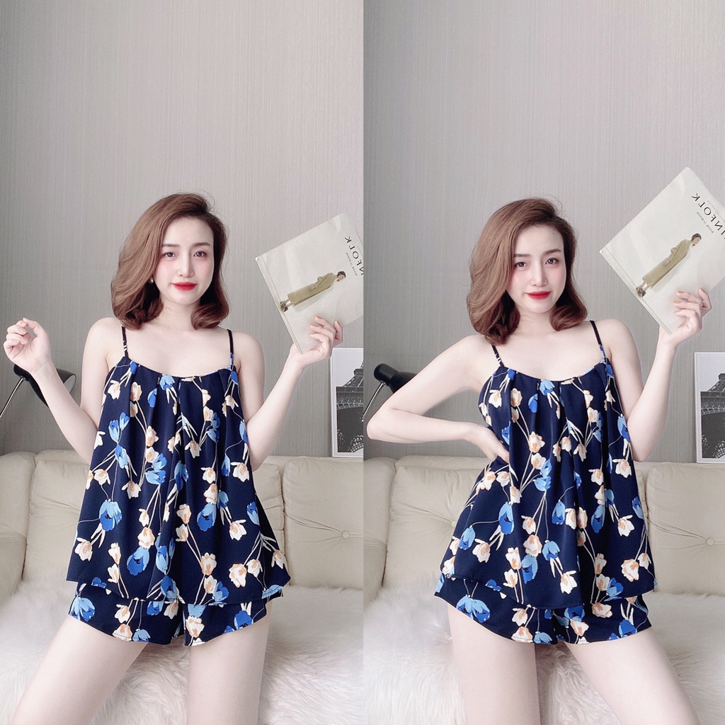 Đồ Ngủ Sexy Nữ, Đồ Ngủ Bigsize Bộ Mango Xếp Ly Freesize Dưới 75Kg