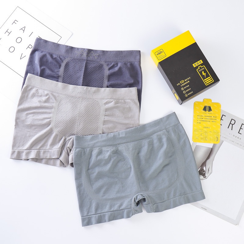 Quần Lót Nam Boxer 5D Không Đường May Tạo Dáng Cơ Thể Quyến Rũ màu kháng khuẩn