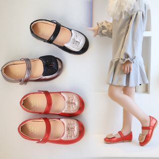 Giày búp bê da siêu mềm cho bé gái đính chú mèo xinh