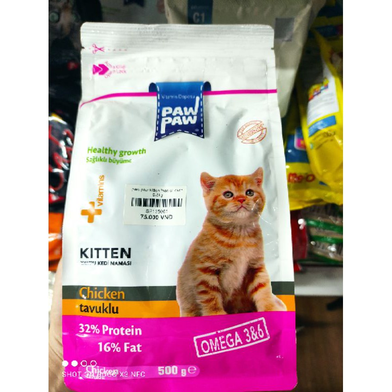 Hạt cho mèo Paw paw kitten gói 500gr