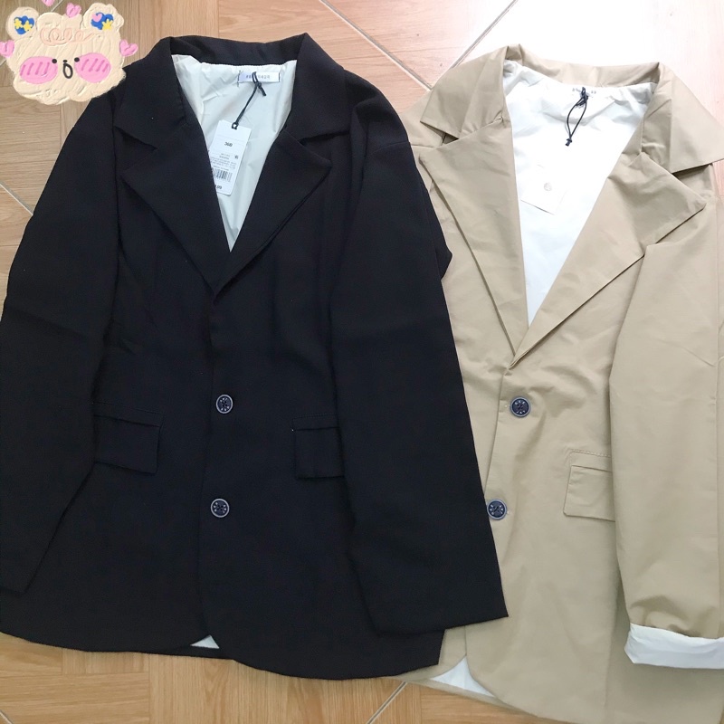 Áo blazer nữ dài tay túi nắp basic chất nilen 2 lớp phong cách Hàn Quốc, Áo khoác vest blazer dáng rộng màu trơn 2021 | BigBuy360 - bigbuy360.vn