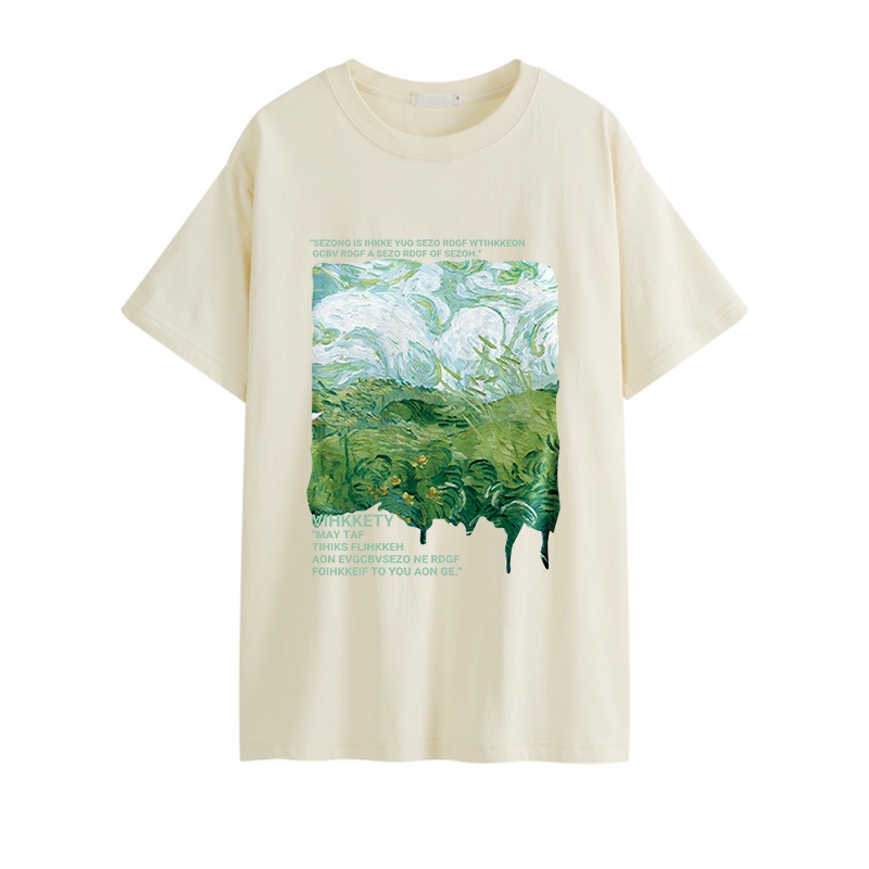 Áo thun SELVZE cotton tay ngắn dáng rộng in họa tiết phong cách Mỹ cổ điển thời trang cho nữ