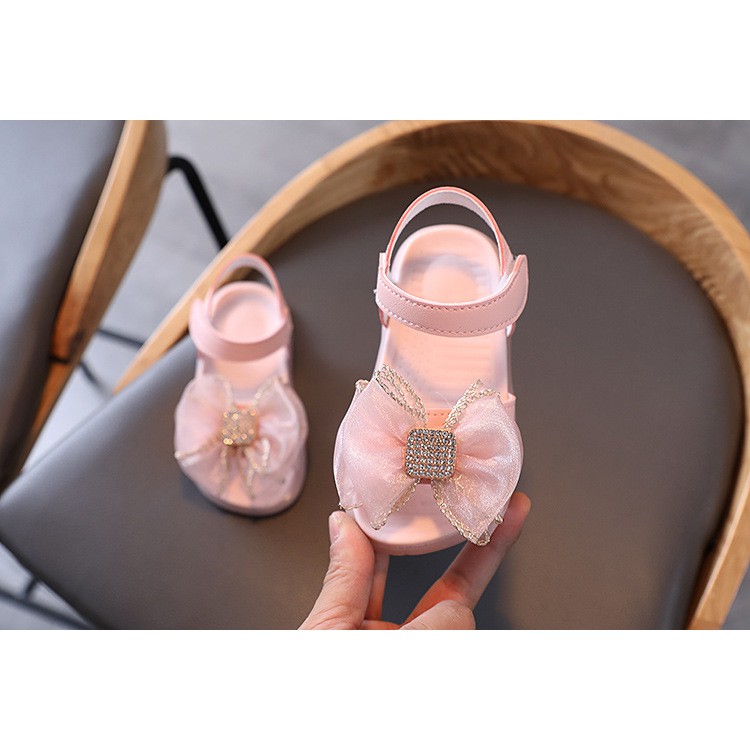 sandal bé gái size 21-30 nơ vải xinh xắn