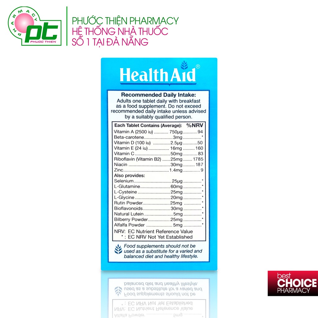 Viên Uống Bổ Mắt HealthAid EyeVit Vitamin & Mineral Tablets 30 Viên | Thế Giới Skin Care