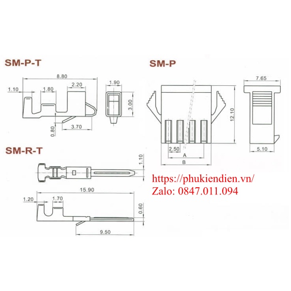 Jack kết nối SM-2P 3P 4P 12P 2.54mm