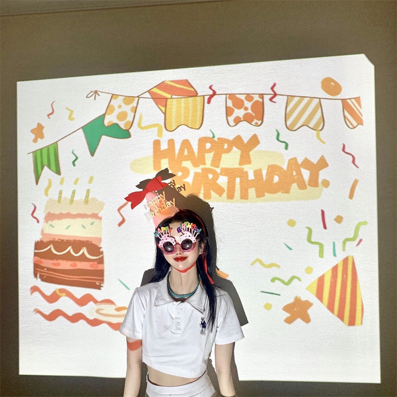 Đèn chiếu sinh nhật lãng mạn, máy chiếu phông nền sinh nhật mini trang trí decor happy birthday