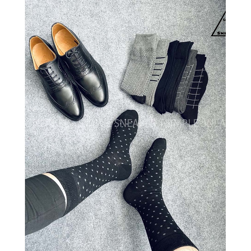 Set 5 Đôi Tất Cổ Cao Mang Giày Tây 🔥FREESHIP️️🔥Vớ Công Sở Họa Tiết Sọc Ca Rô Cực Đẹp - Nhẹ Êm Và Siêu Khô Thoáng